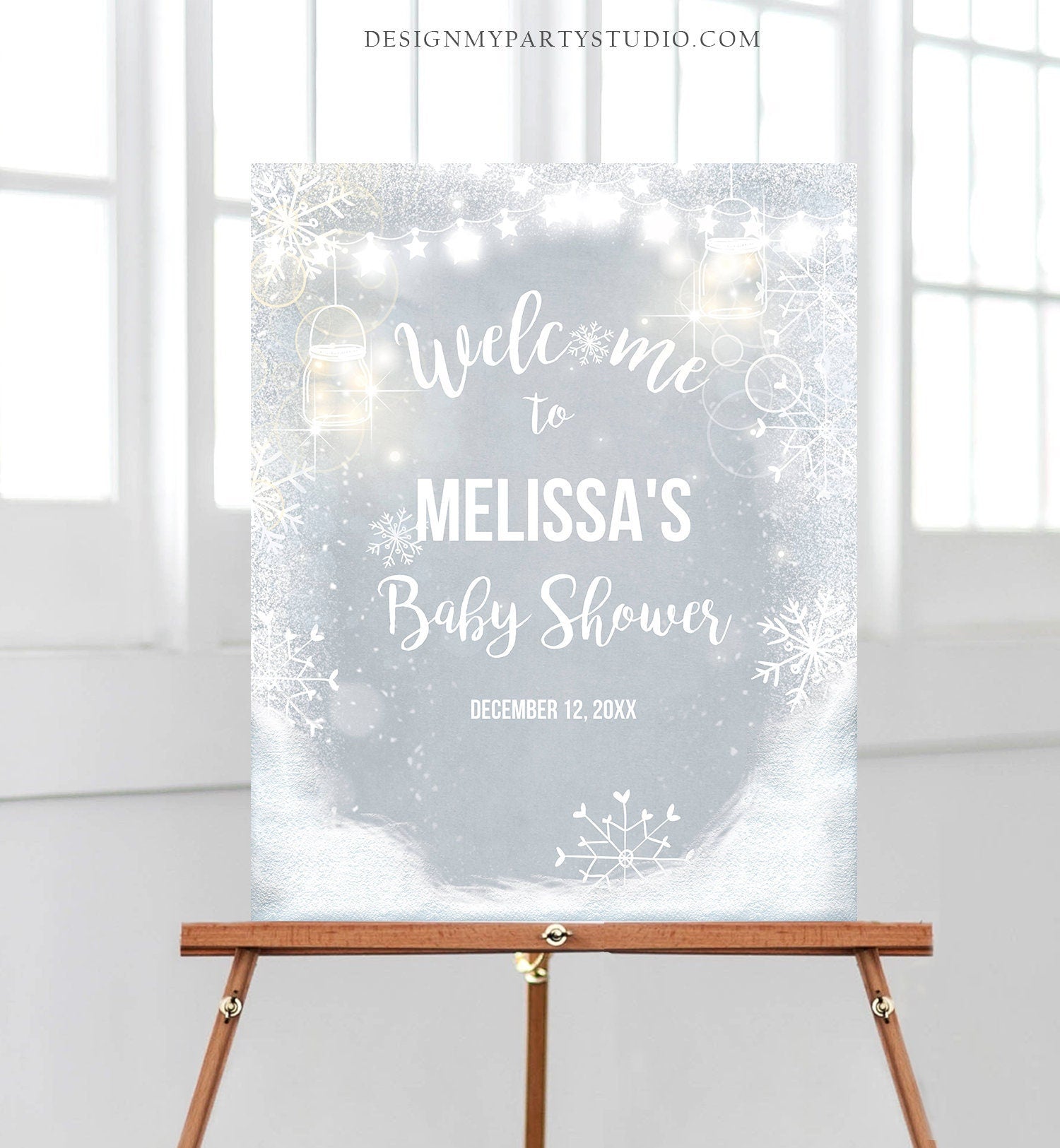 Editable Winter Welcome Sign Baby its Cold Outside Welcome Sign Winter Onederland Birthday Snowflakes Snow Template Corjl PRINTABLE 0031