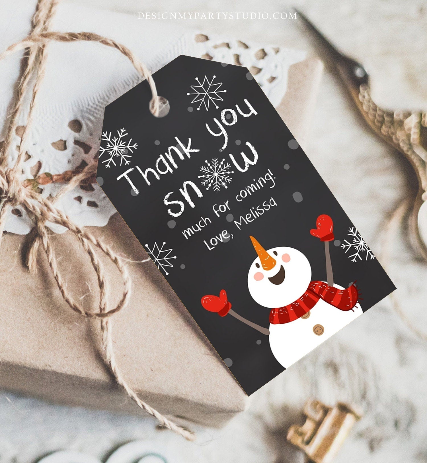 Editable Winter Thank You Tags Christmas Favor Tags Snowflakes Snowman Winter Onederland Boy Wonderland Labels Template PRINTABLECorjl 0022