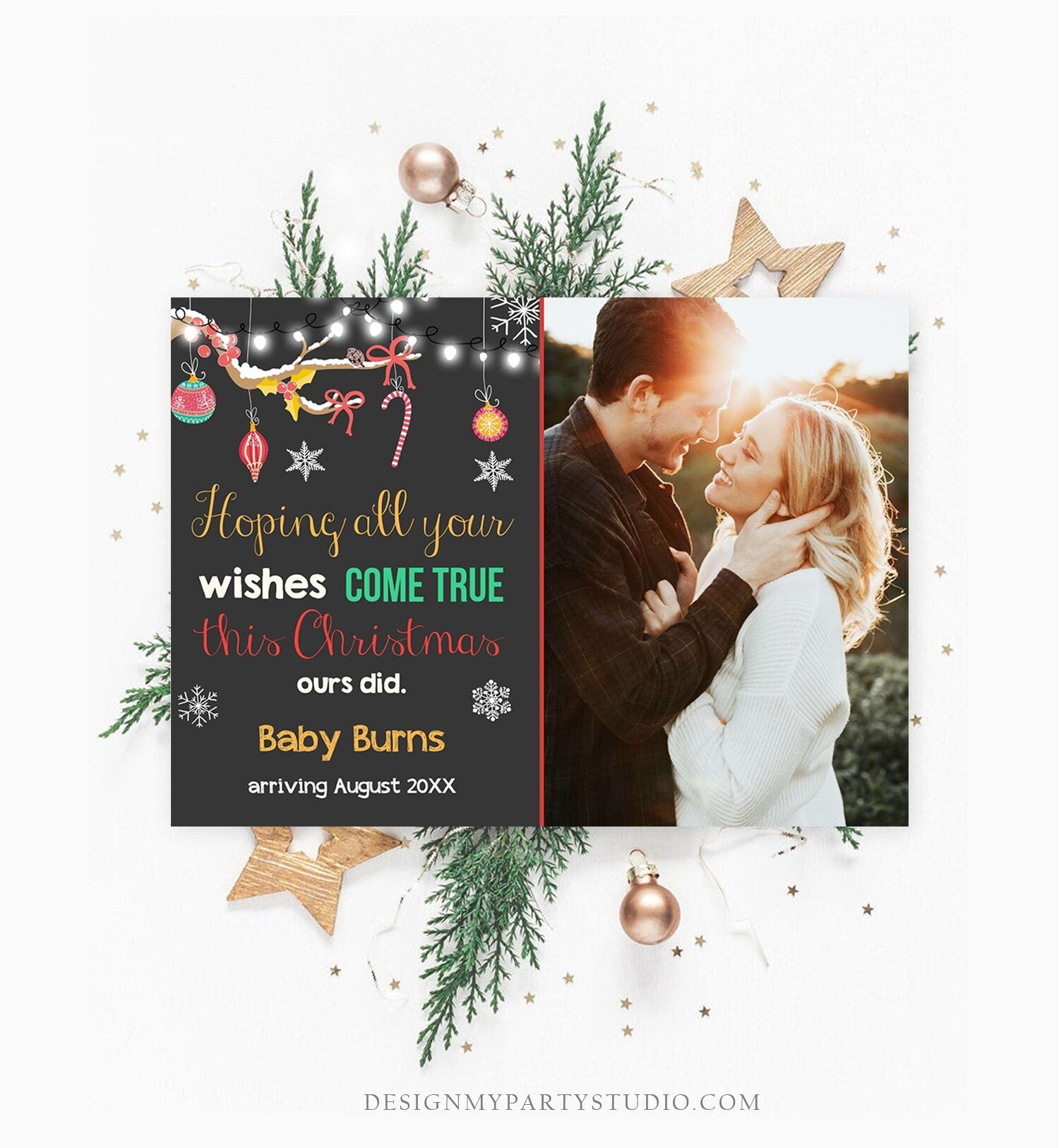 Editable Christmas Pregnancy Announcement Merry Christmas Baby Announcement Grandparents Parents Download Printable Card Template Corjl