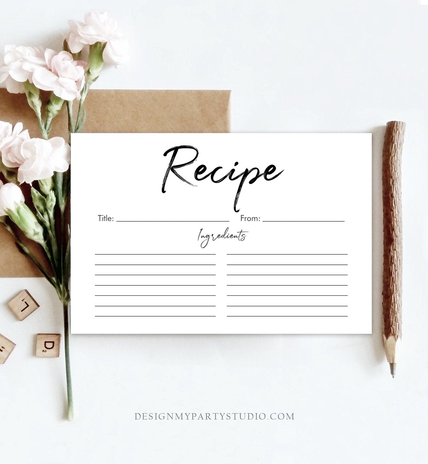 Personalized Recipe Cards, Bridal Shower Recipe Cards