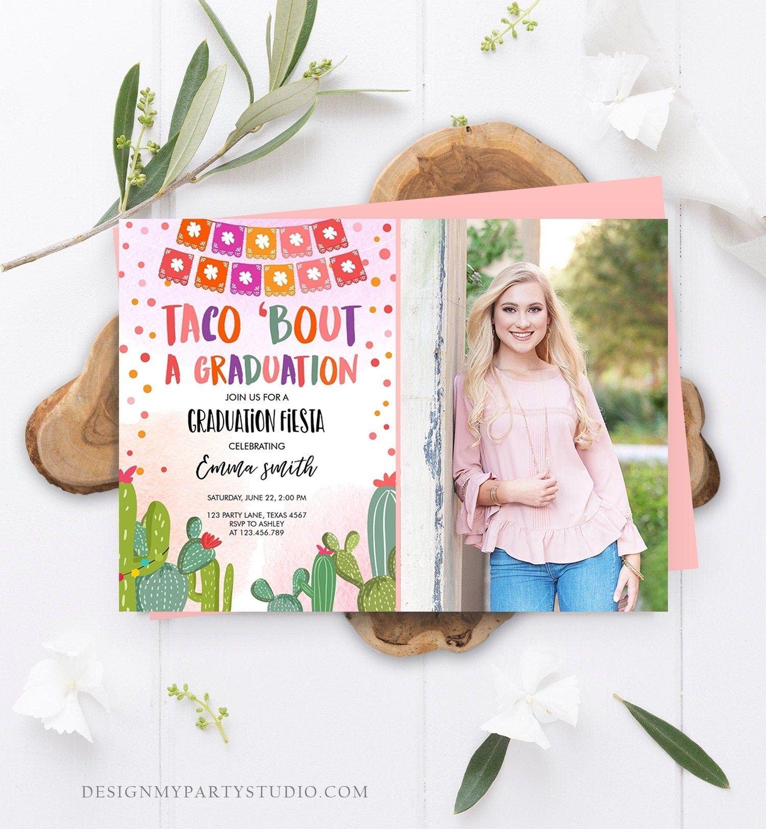 Editable Taco Bout a Graduation Party Invitation Fiesta Graduation Party Invite Cactus Girl Mexican Template Download Digital Corjl 0135