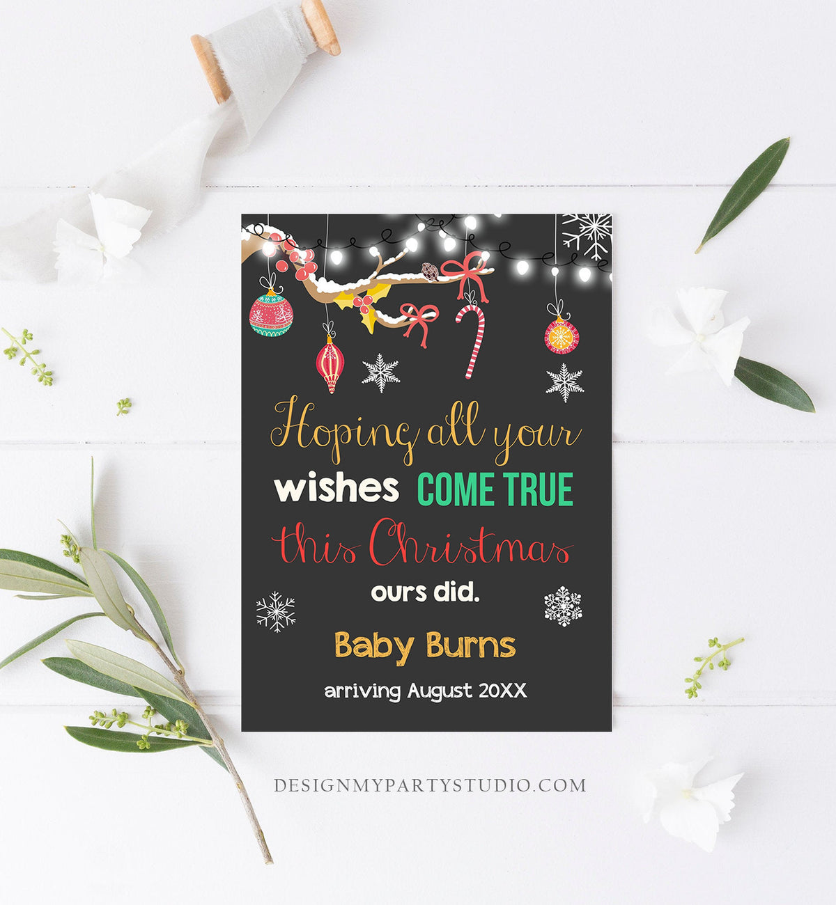 Editable Christmas Pregnancy Announcement Merry Christmas Baby Announcement Grandparents Parents Download Printable Card Template Corjl