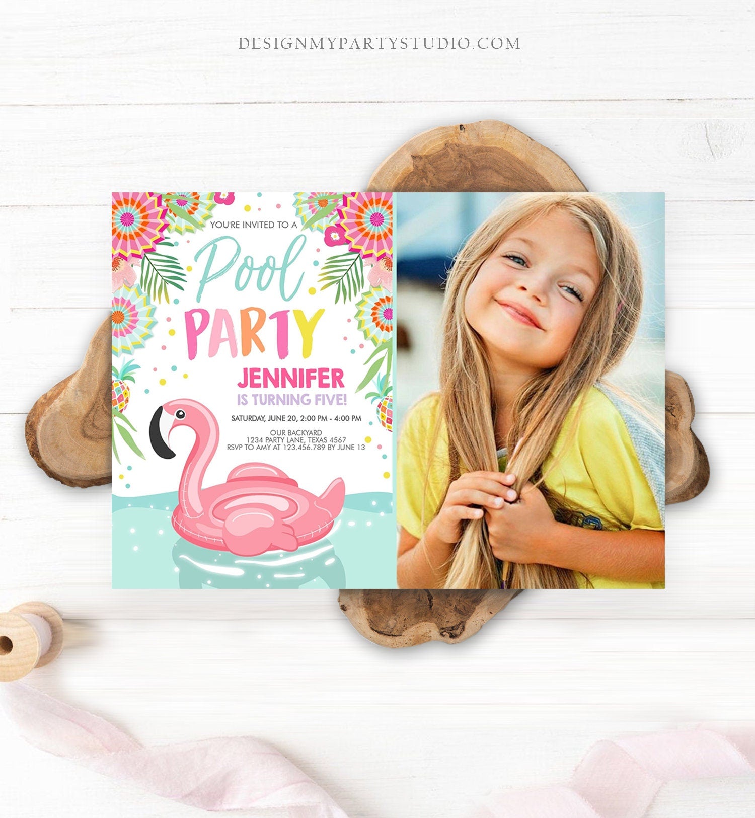 Editable Pool Party Invitation Flamingo Pool Party Birthday Invite Splish Splash Swimming Summer Download Printable Template Corjl 0240