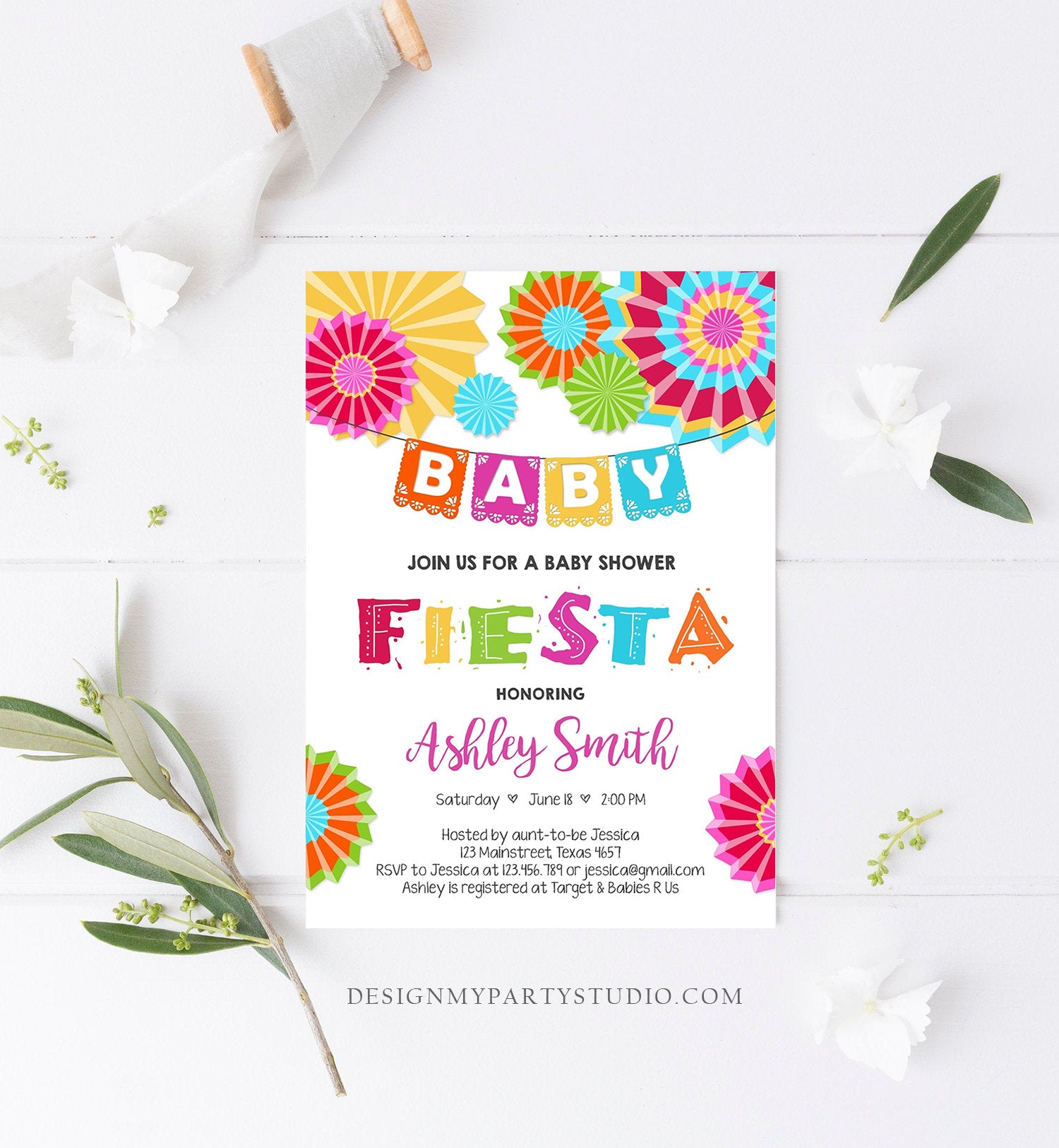 Editable Fiesta Baby Shower Invitation Coed Gender Neutral Sprinkle Mexican Taco Bout a Baby Love Download Corjl Template Printable 0045