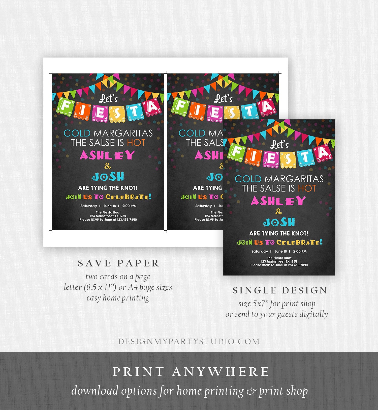 Editable Fiesta Engagement Party Invitation Coed Mexican Shower Wedding Party Lets Fiesta Instant Download Corjl Template Printable 0045