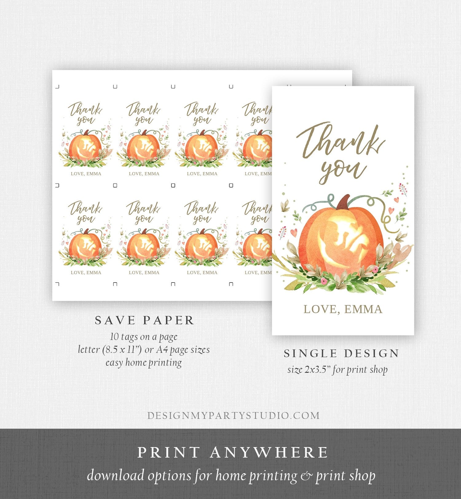 Editable Little Pumpkin Baby Shower Favor Tags Pumpkin Thank you Tags Rustic Fall Autumn Pumpkin Gender Neutral Label Corjl Template 0174