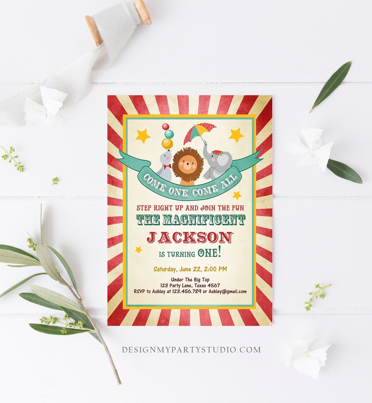 Editable Carnival Invitation Circus Birthday Invitation Carnival Invite Big Top Birthday Boy Vintage Printable Template Digital Corjl 0013