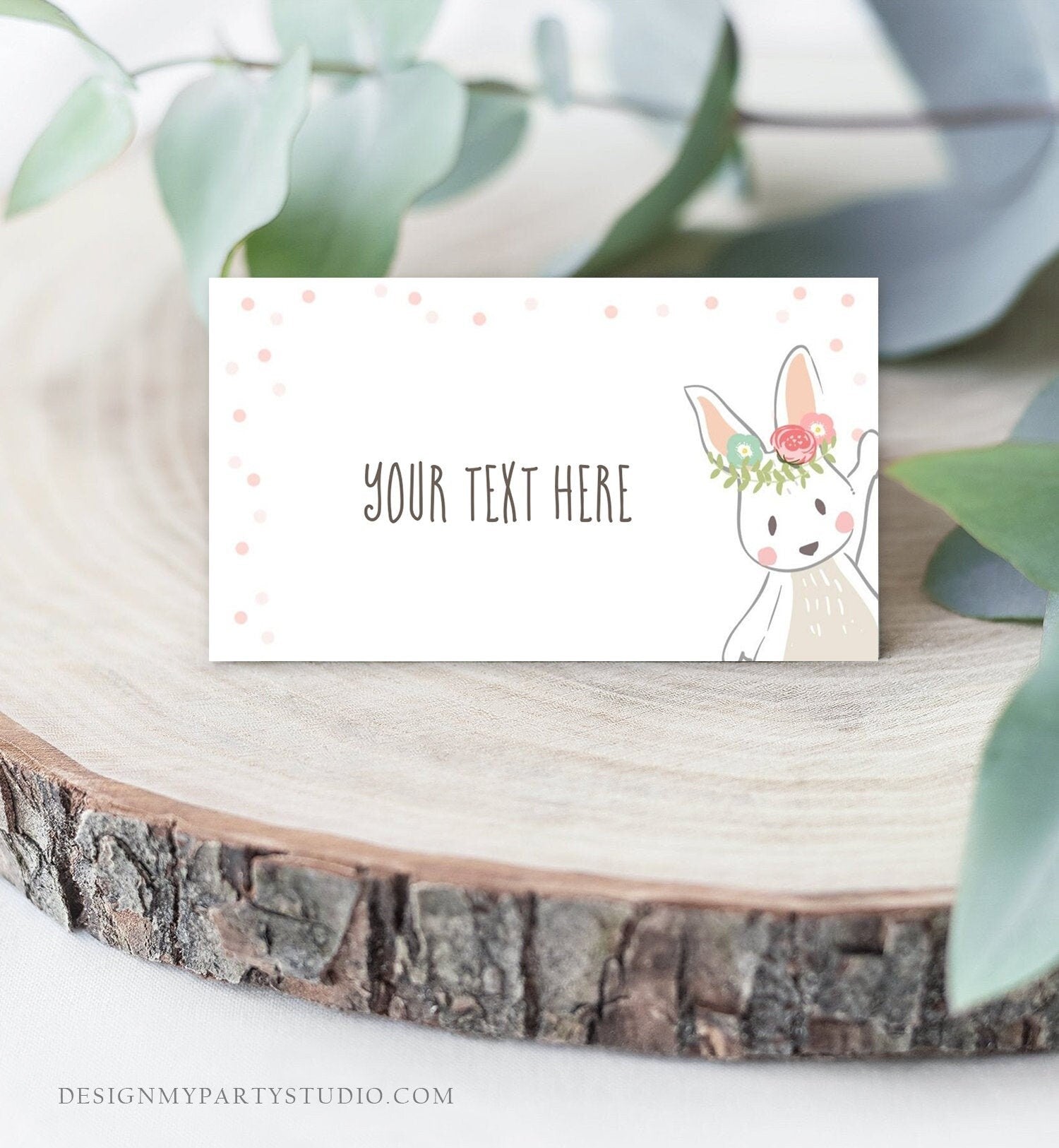 Editable Bunny Food Labels Some Bunny Place Card Tent Card Escort Card Baby Shower Girl Pink Spring Easter Floral Template Corjl 0117