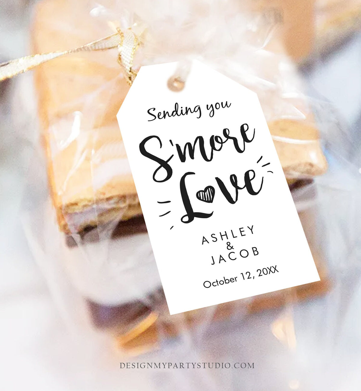 Editable Smore Love tag Template Wedding Favor Tag S&#39;more tags S&#39;mores Gift Tags Rustic Template download Digital PRINTABLE Corjl 0276