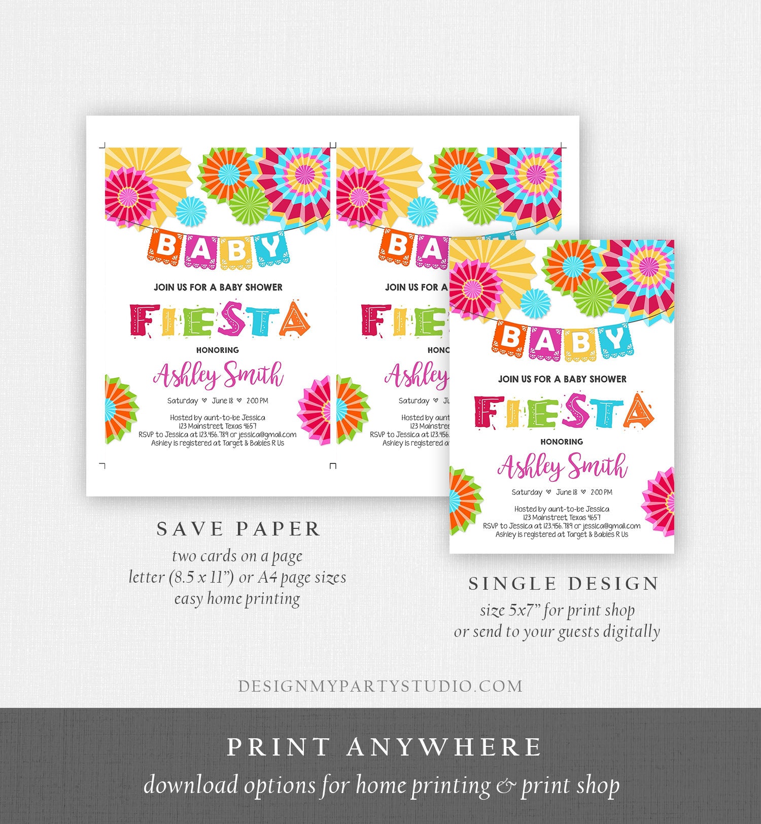 Editable Fiesta Baby Shower Invitation Coed Gender Neutral Sprinkle Mexican Taco Bout a Baby Love Download Corjl Template Printable 0045