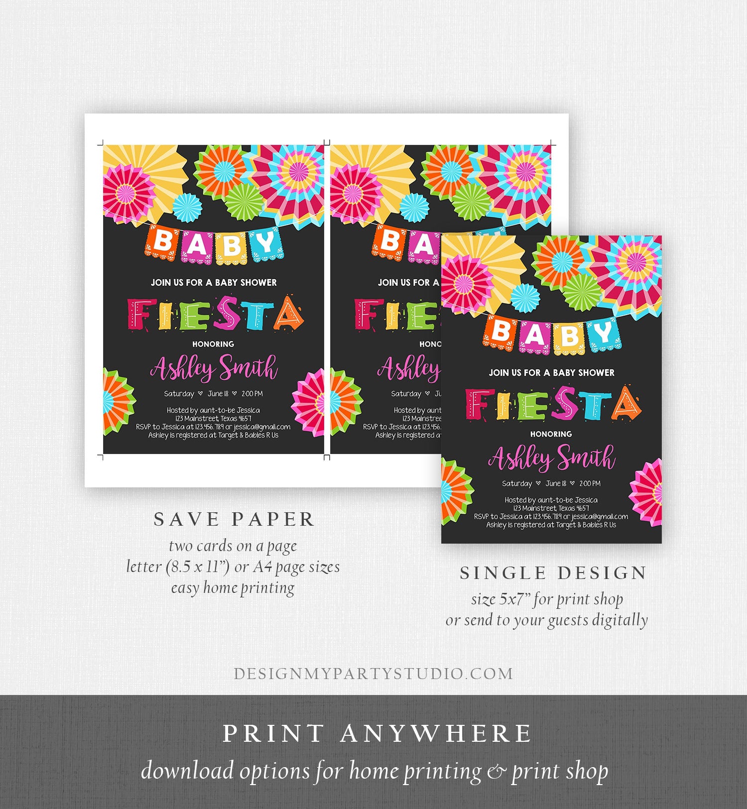 Editable Fiesta Baby Shower Invitation Coed Gender Neutral Sprinkle Mexican Taco Bout a Baby Love Download Corjl Template Printable 0045