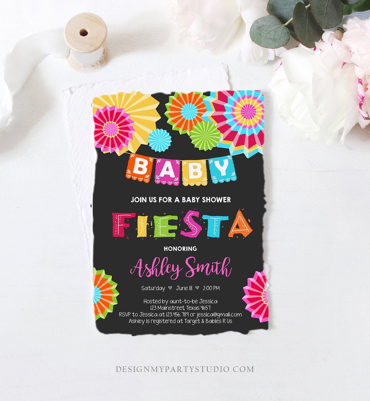 Editable Fiesta Baby Shower Invitation Coed Gender Neutral Sprinkle Mexican Taco Bout a Baby Love Download Corjl Template Printable 0045