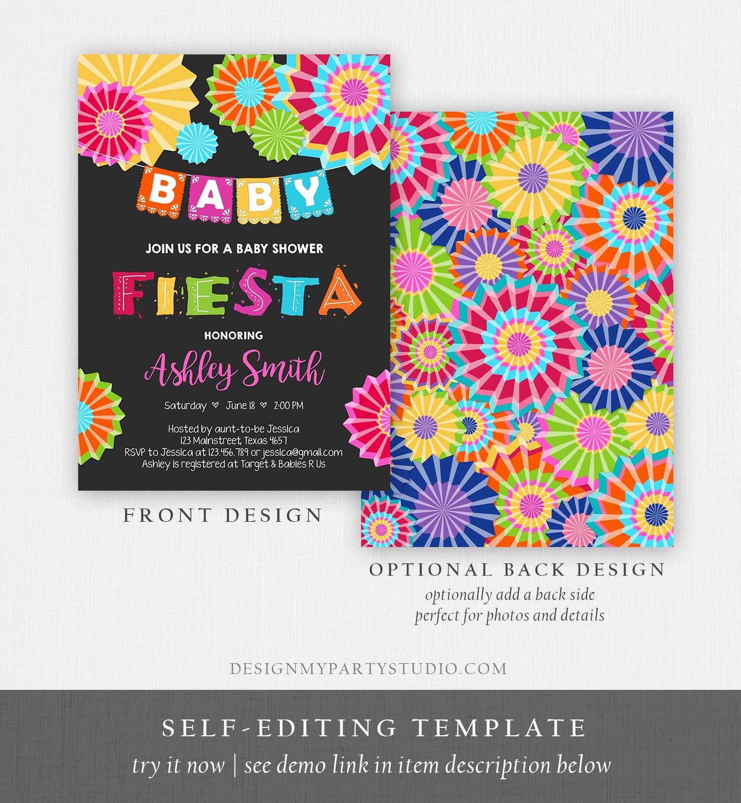 Editable Fiesta Baby Shower Invitation Coed Gender Neutral Sprinkle Mexican Taco Bout a Baby Love Download Corjl Template Printable 0045