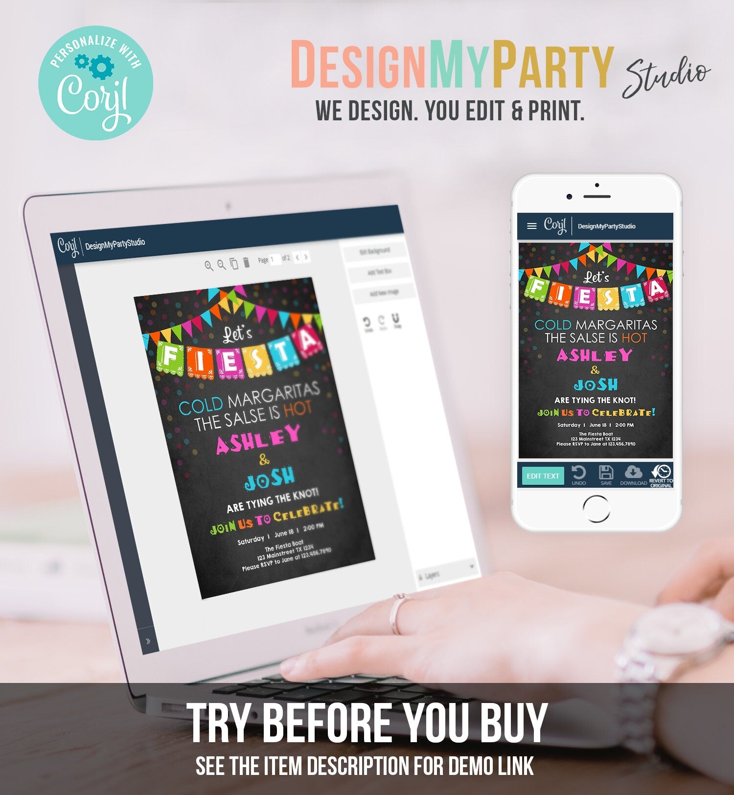 Editable Fiesta Engagement Party Invitation Coed Mexican Shower Wedding Party Lets Fiesta Instant Download Corjl Template Printable 0045