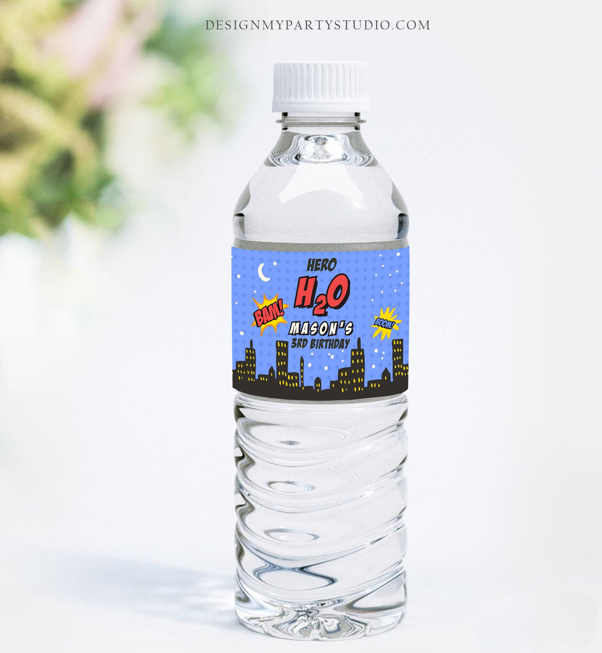 Editable Water Bottle Labels Superhero Birthday Superheroes Birthday Decor Water Label Boy Birthday Super hero Printable Template Corjl 0300