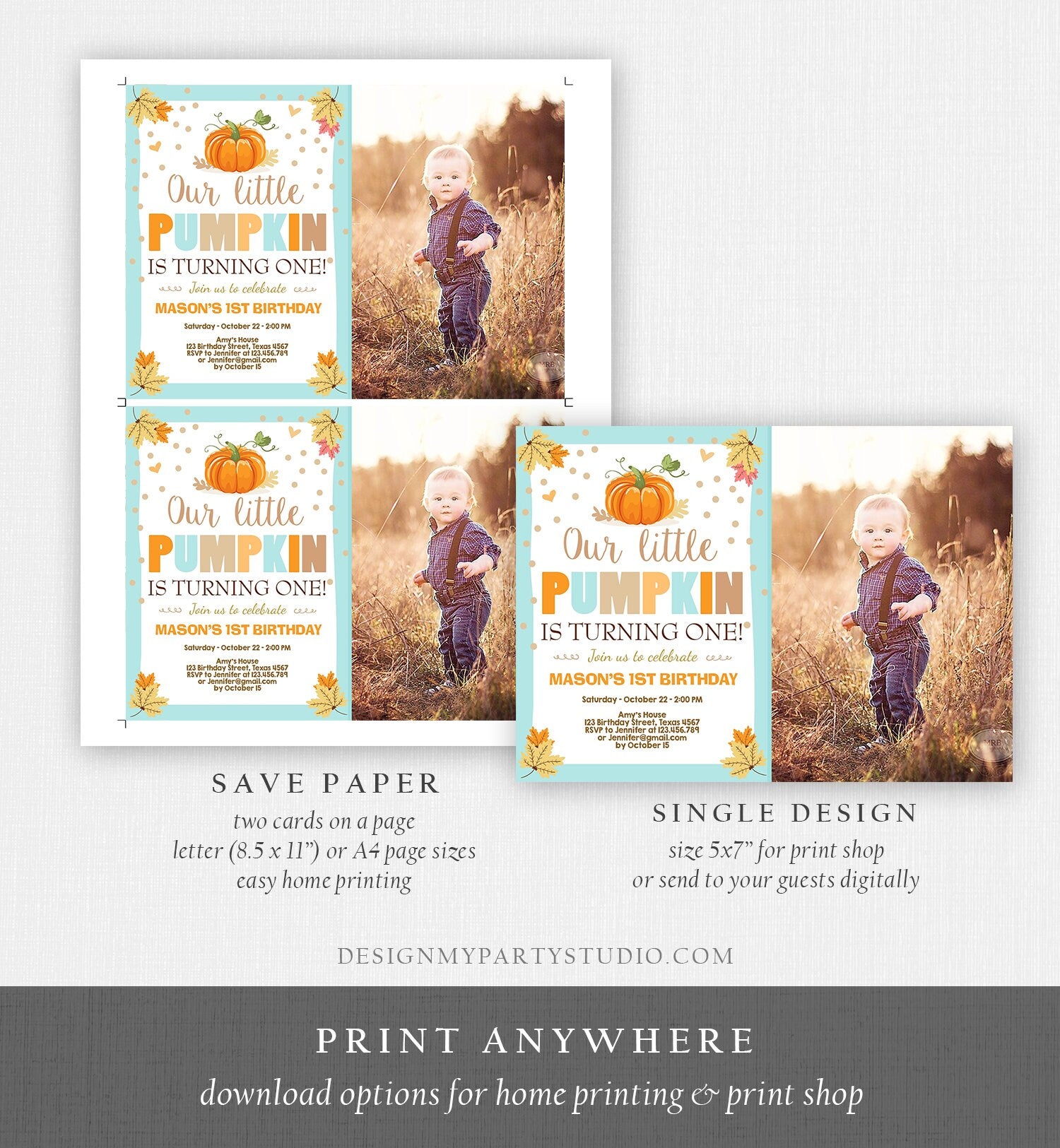 Fall & Autumn In Blue Printer Paper