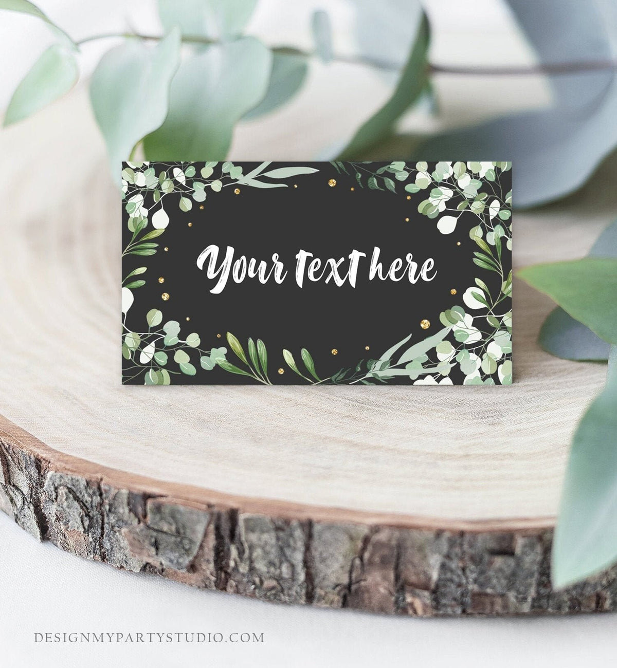 Editable Greenery Place Card Wedding Food Labels Bohemian Tent Cards Escort Card Foliage Seating Card Name Card Printable Corjl 0253