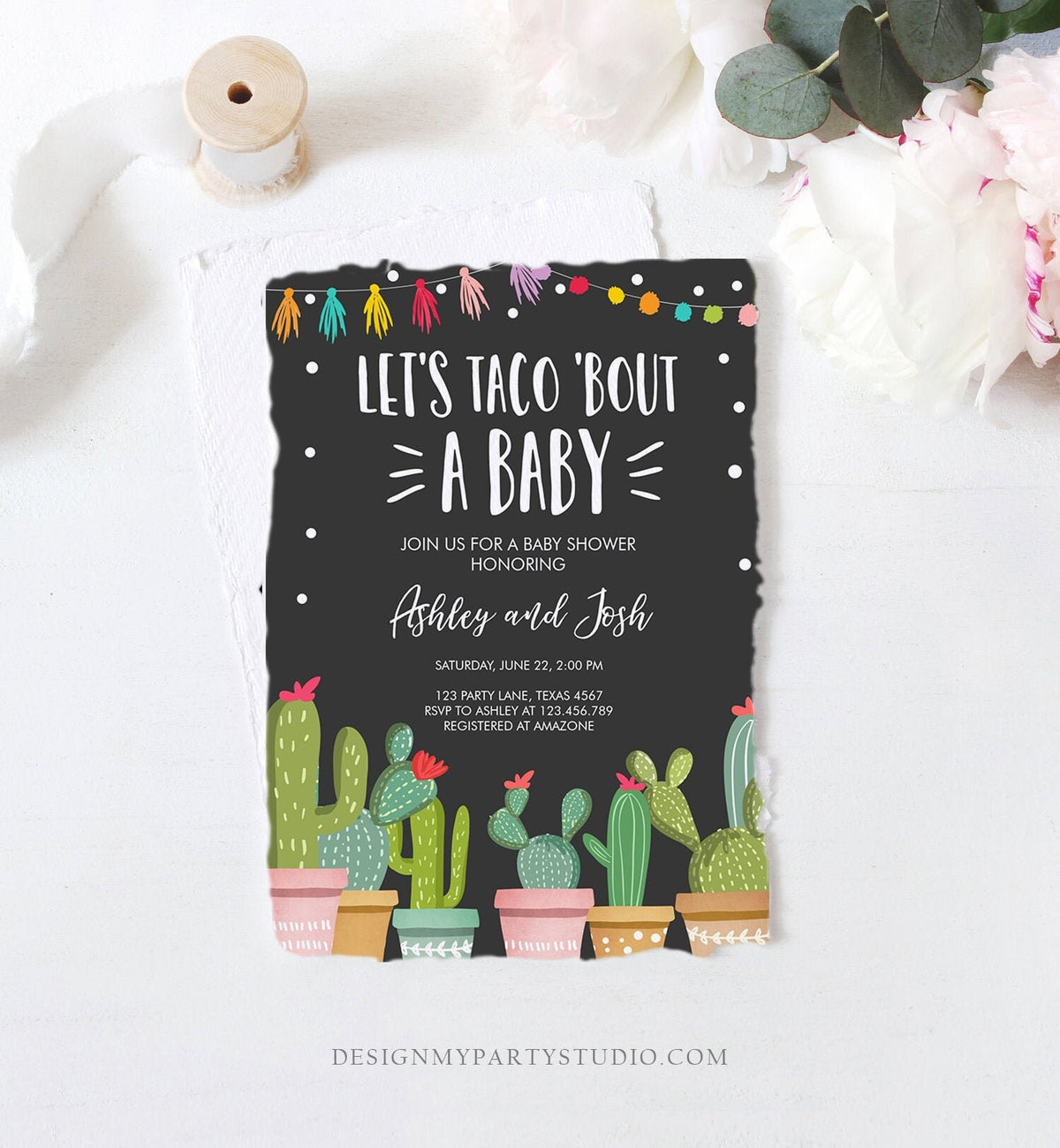 Editable Taco Bout a Baby Shower Invitation Cactus Mexican Fiesta Baby Shower Taco Download Printable Invitation Template Corjl 0254