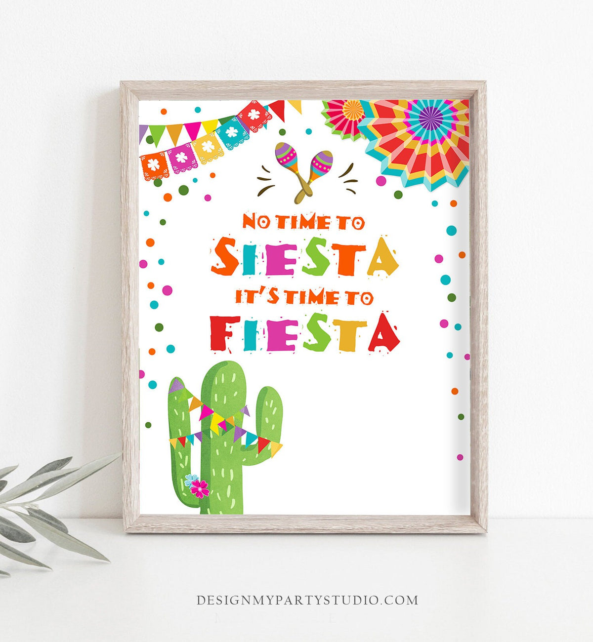 No Time to Siesta It&#39;s time to Fiesta Sign Bridal Shower Fiesta Baby Shower Decor Cactus Succulent Sign 8x10 Instant Download PRINTABLE 0045