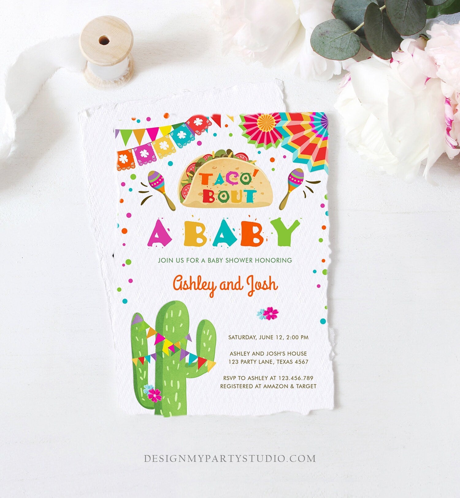 Editable Taco Bout A Baby Baby Shower Invitation Fiesta Cactus Mexican Couples Coed Shower Instant Download Printable Corjl Template 0045