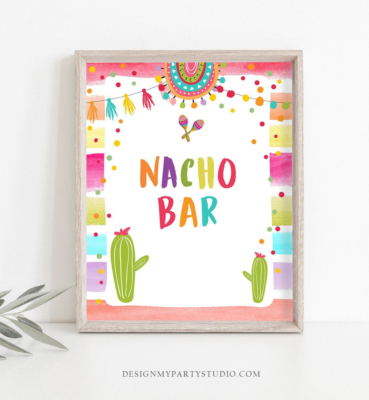 Fiesta Nacho Bar Sign Birthday Party Bridal Shower Baby Shower Decor Cactus Succulent Table Nacho Sign 8x10 Instant Download PRINTABLE 0134