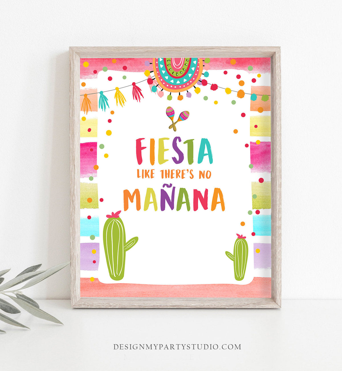 Fiesta Like There&#39;s No Manana Table Sign Cactus Succulent Birthday Baby Bridal Shower Decor Mexican 8x10 Instant Download Printable 0134