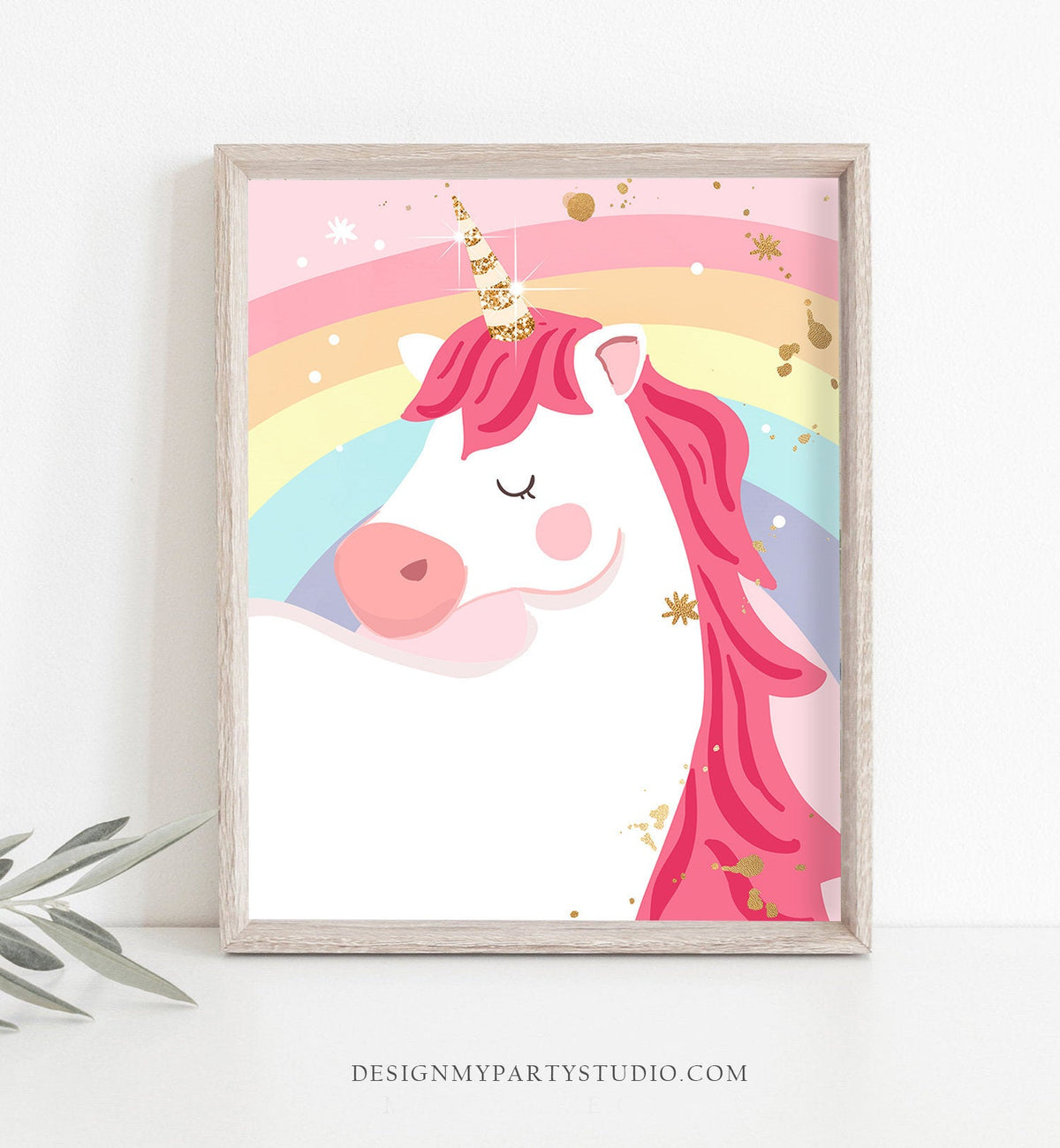 Unicorn Printable Nursery Wall Art Unicorn Nursery print Unicorn Print Modern Girls Nursery Pink Gold Rainbow Gift Baby Room PRINTABLE 0323