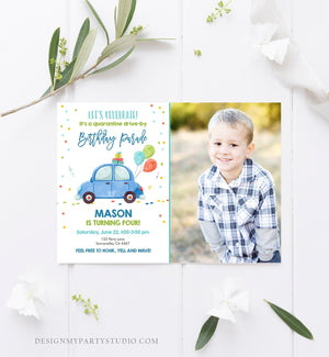 Editable Drive By Birthday Parade Invitation Virtual Party Invite Honk Wave Boy Blue Car Quarantine Party No One Invited Digital Corjl 0333