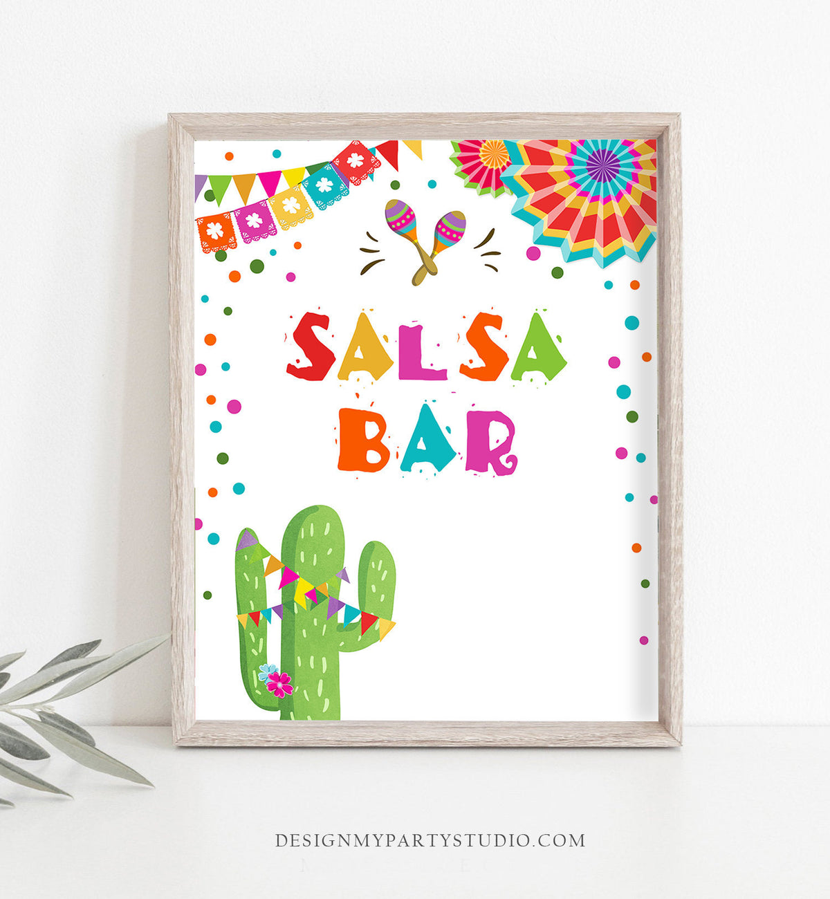 Salsa Bar Fiesta Table Sign Mexican Food Cactus Succulent Birthday Baby Bridal Shower Decor Mexican 8x10 Instant Download Printable 0045