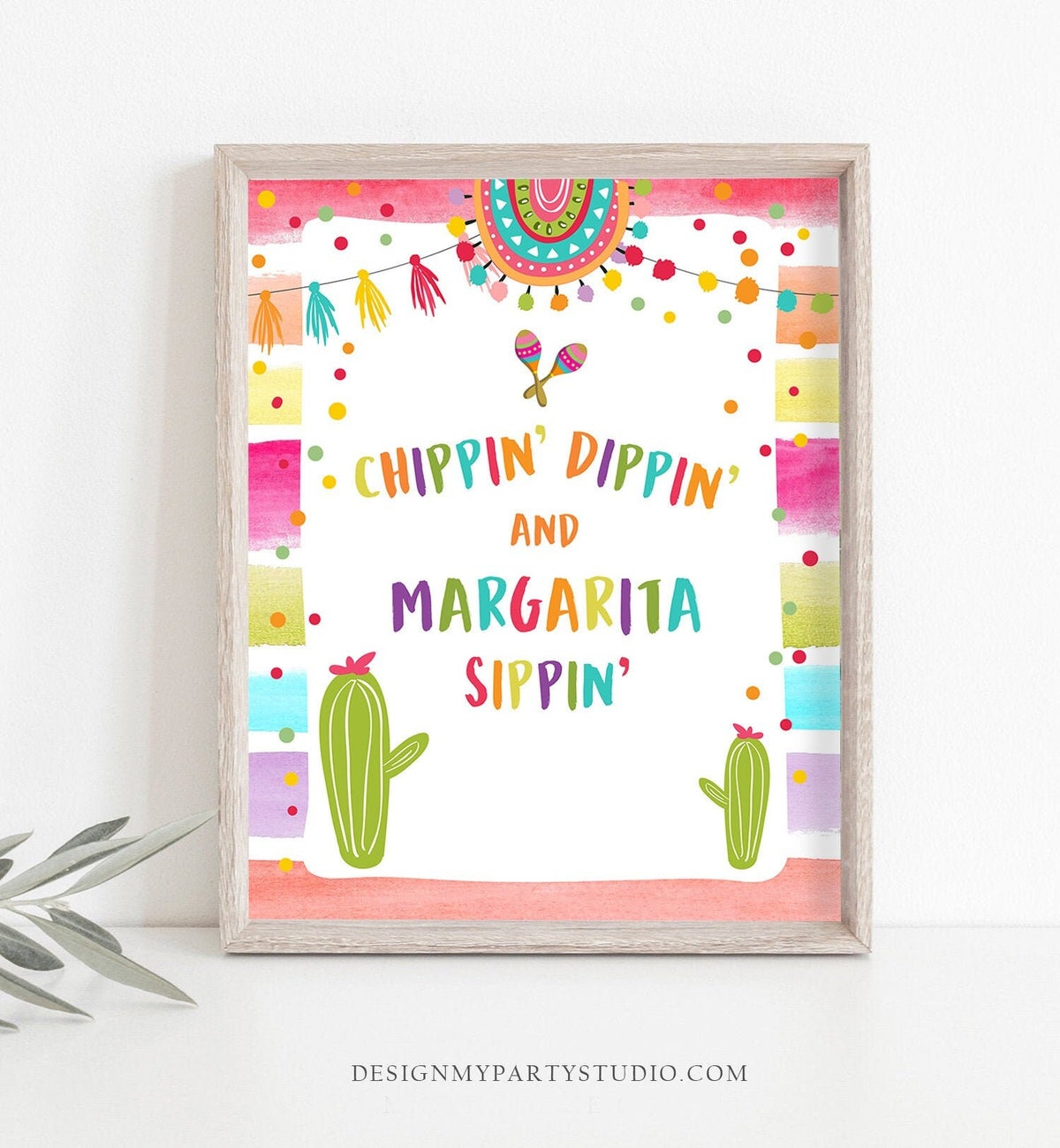 Chippin Dippin and Margarita Sippin Fiesta Cactus Succulent Birthday Baby Bridal Shower Decor Mexican 8x10 Instant Download Printable 0134