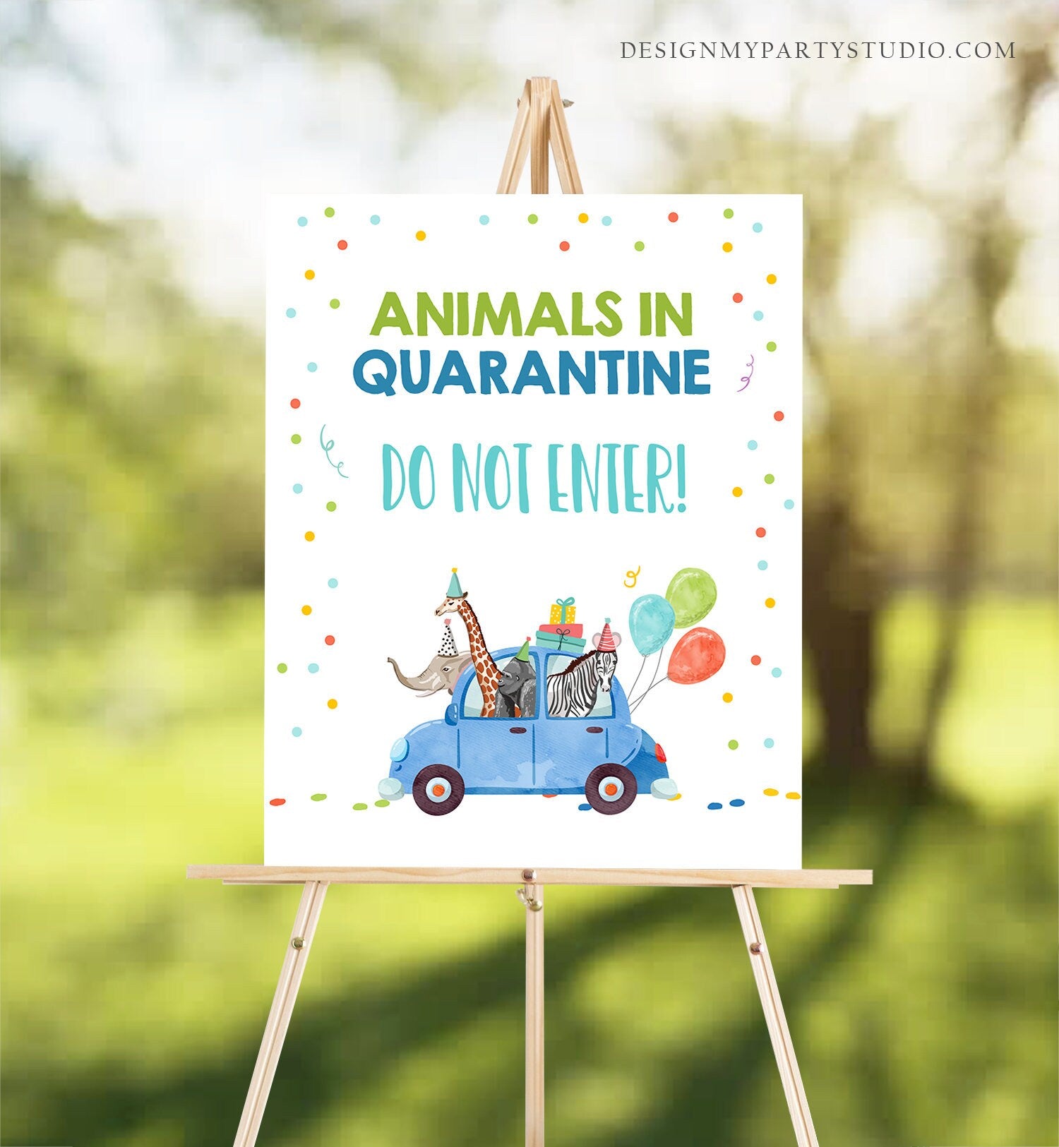 Drive By Birthday Sign Birthday Party Parade Sign Quarantine Birthday Party Animals Safari Birthday Yard Sign Boy Blue PRINTABLE 0333