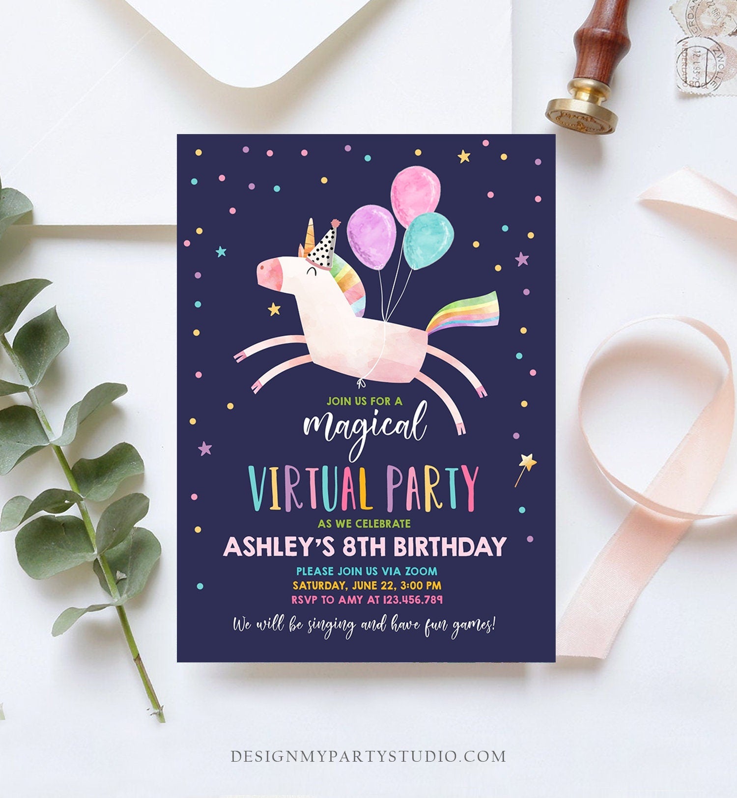 Virtual birthday party deals invitations