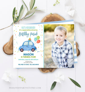 Editable Drive By Birthday Parade Invitation Virtual Party Invite Honk Wave Boy Blue Car Quarantine Party No One Invited Digital Corjl 0333