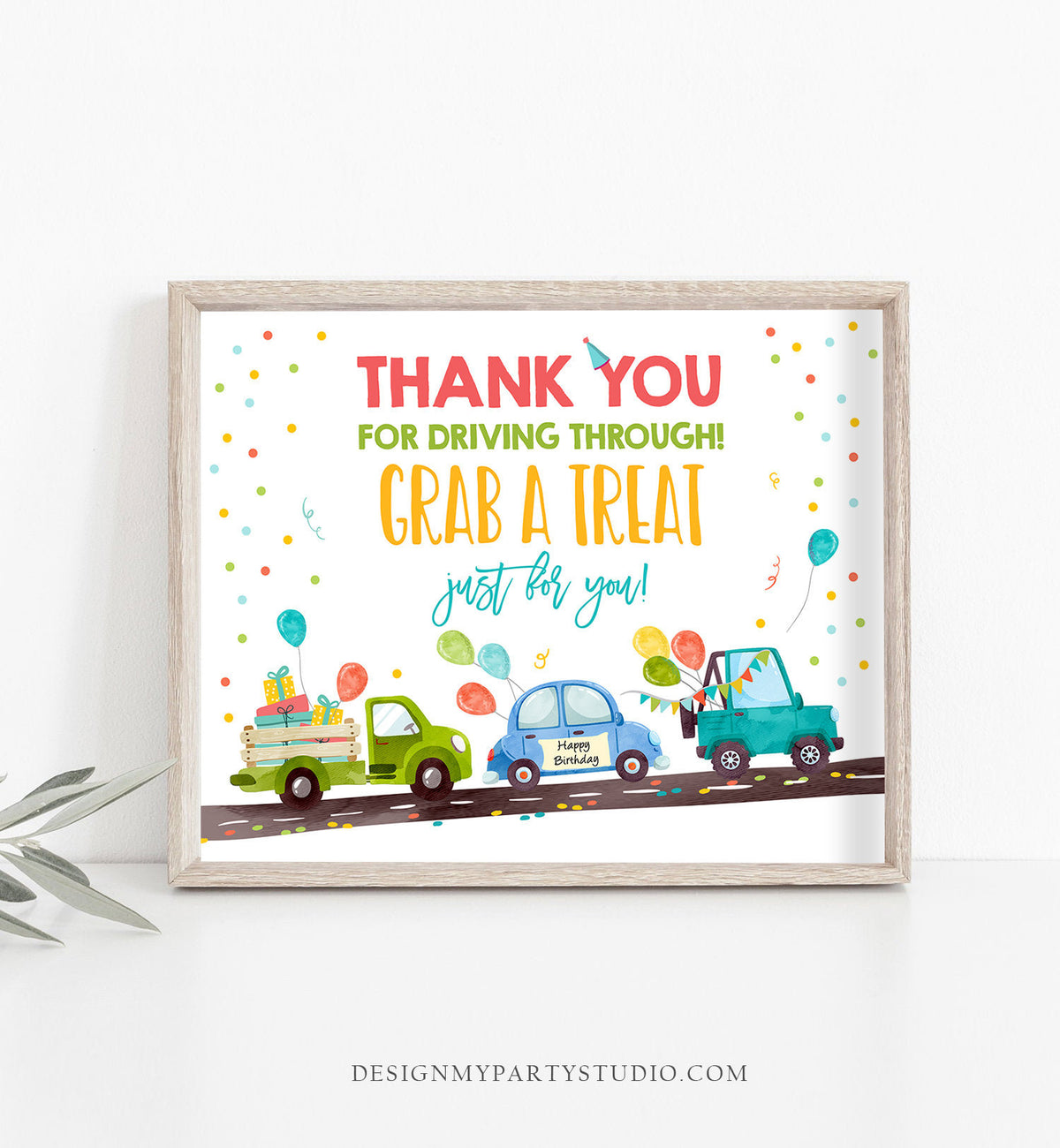 Drive By Birthday Sign Birthday Party Parade Sign Thank You for Driving Through Treat Favor Sign Quarantine Treat Boy Blue PRINTABLE 0333