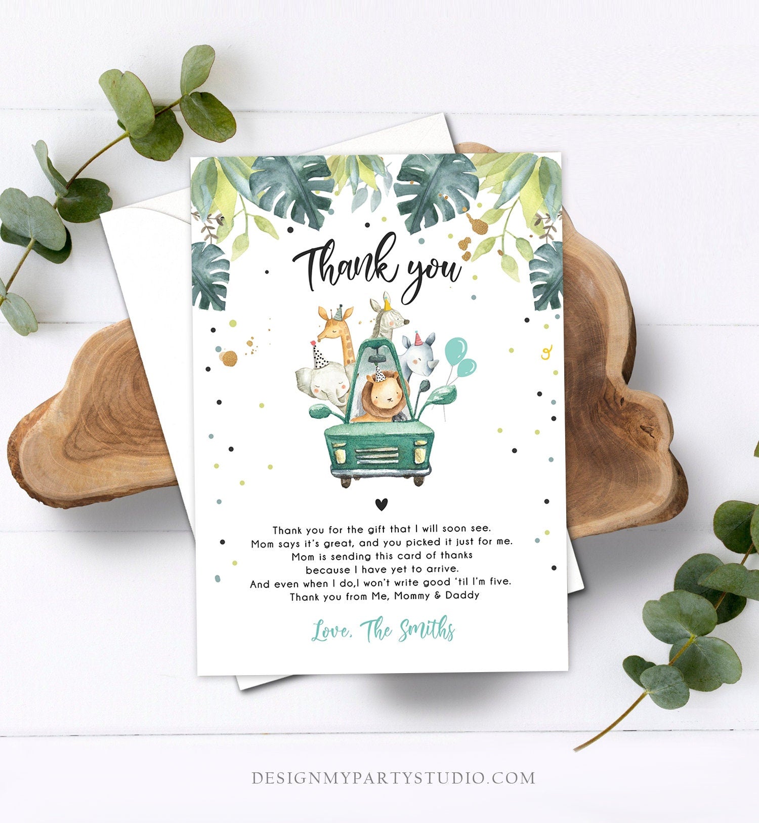 Editable Drive By Baby Shower Thank You Card Safari Animals Shower Drive Through Quarantine Blue Boy Sprinkle Template Download Corjl 0345