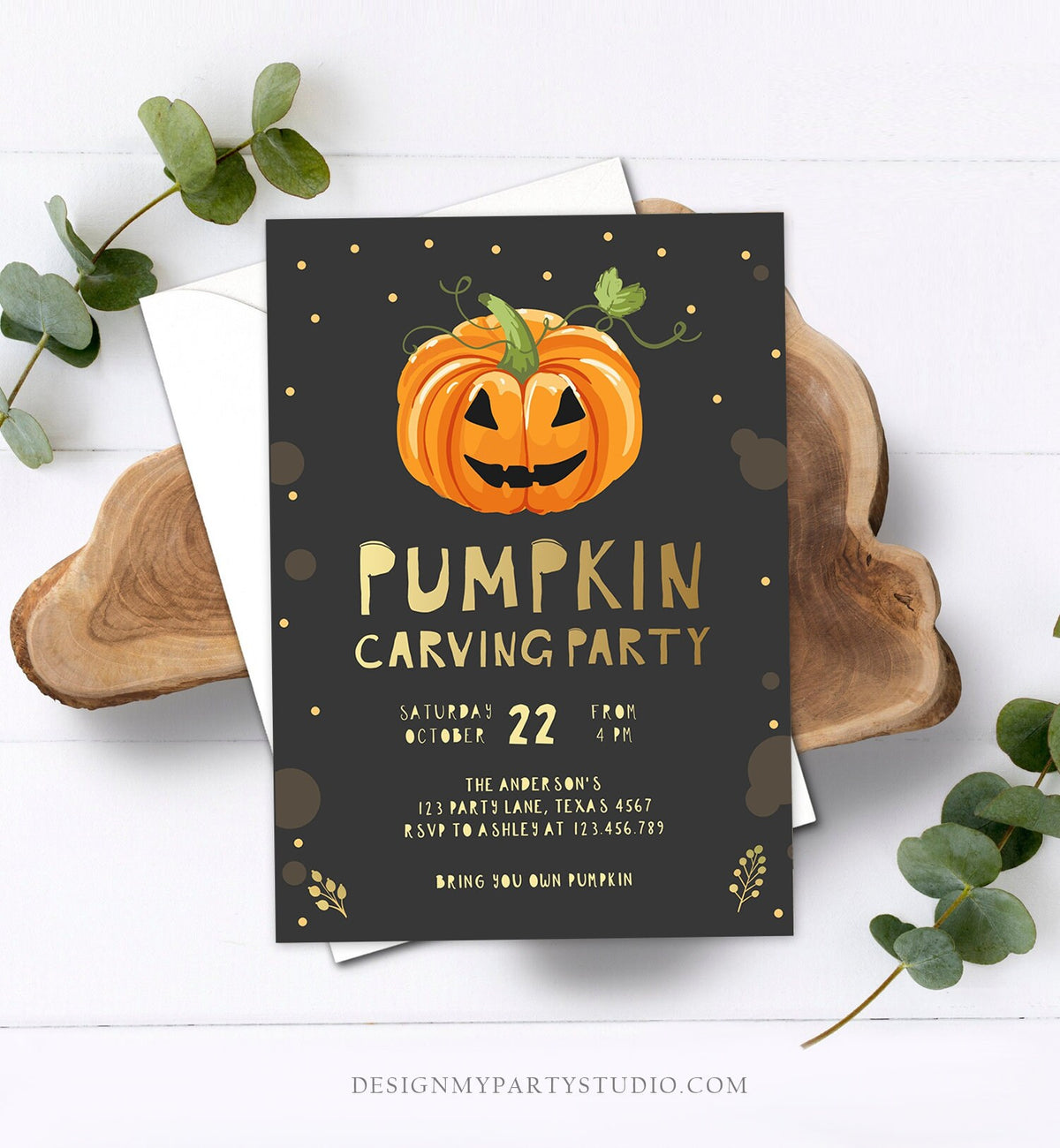 Editable Pumpkin Carving Party Invitation Fall Party Autumn Party Halloween Carving Festival Digital Download Corjl Template Printable 0175