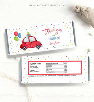 Editable Candy Bar Wrapper Drive By Birthday Candy Bar Wrapper Drive By Favors Party Parade Girl Boy Red Car Thank You PRINTABLE Corjl 0333