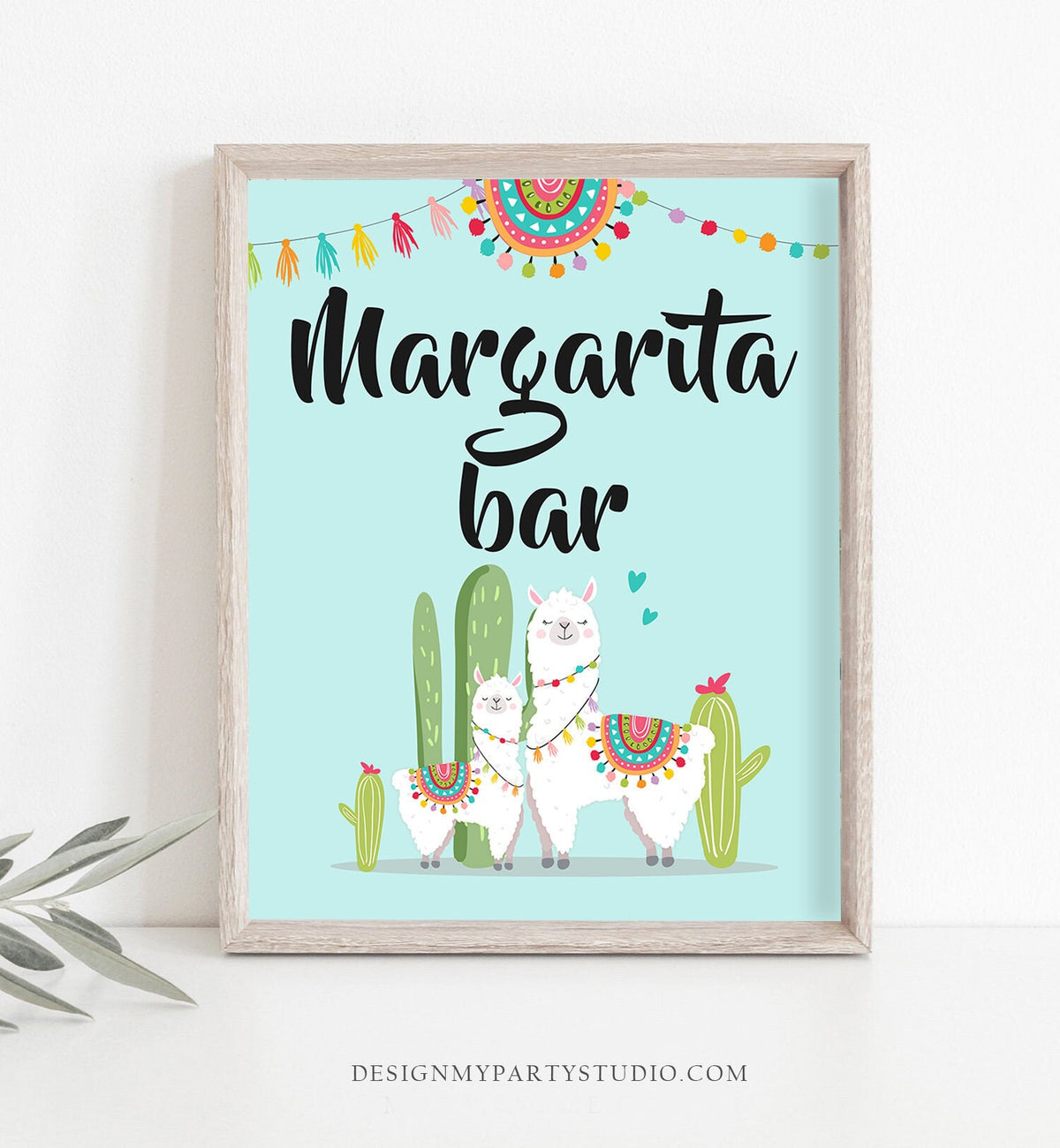 Llama Margarita Bar Sign Fiesta Theme Baby Shower Couples Shower Decor Cactus Succulent Table Sign Boy 8x10 Instant Download PRINTABLE 0079