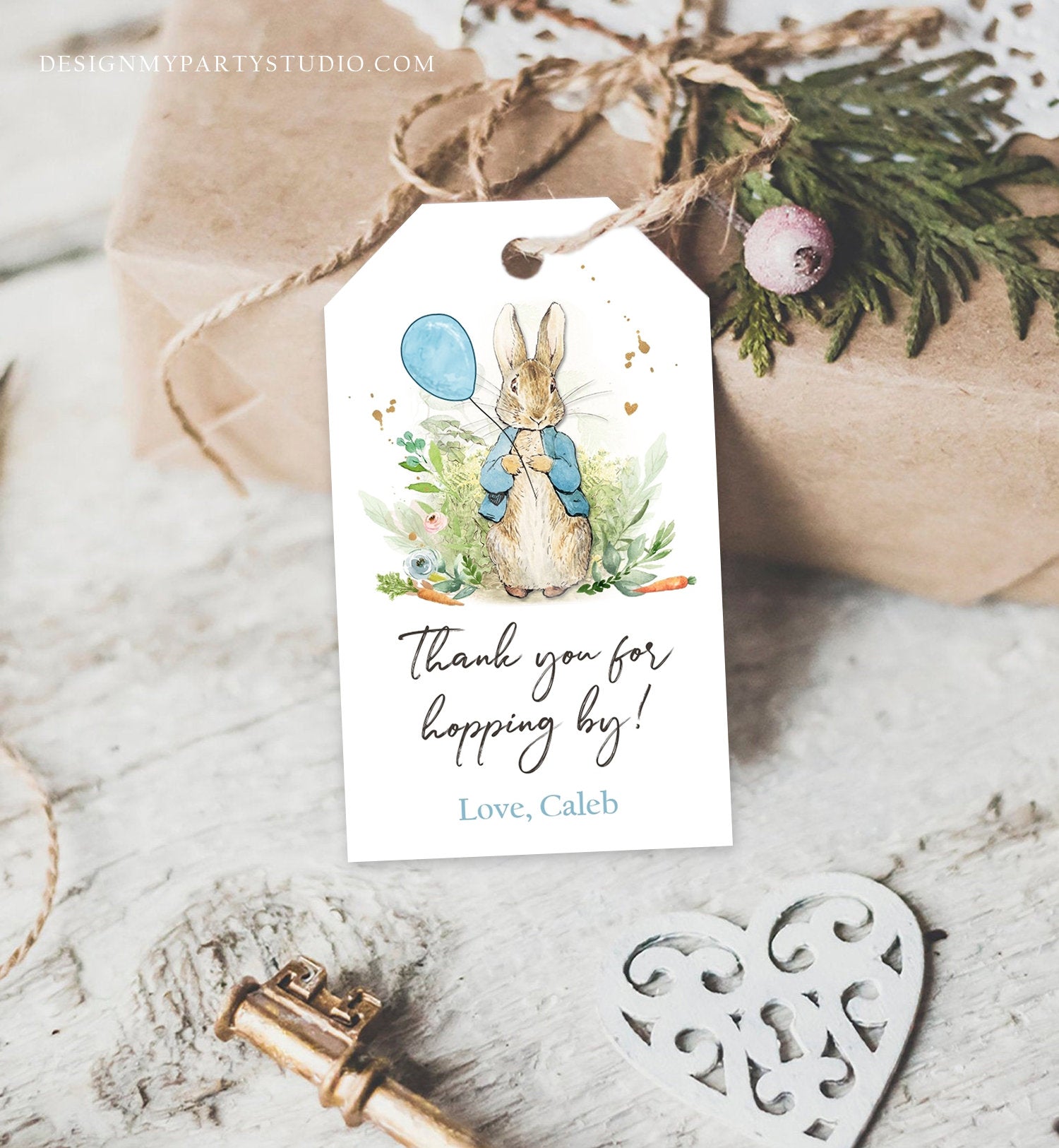 Editable Peter Rabbit Favor Tags Bunny Thank you Tags Boy Birthday Labels Thanks Hopping By Printable Instant Download Corjl Template 0351