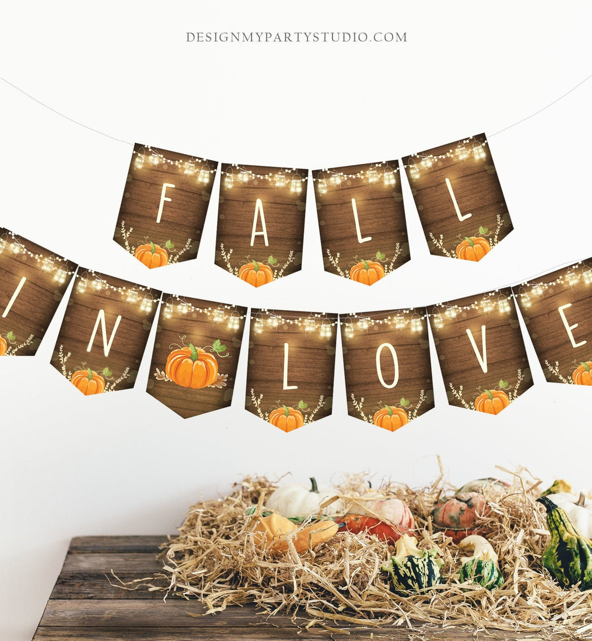 Fall In Love Banner Pumpkin Banner Rustic Pumpkin Fall Decoration Autumn Decor Happy Fall Yall Decor download PRINTABLE DIGITAL 0015