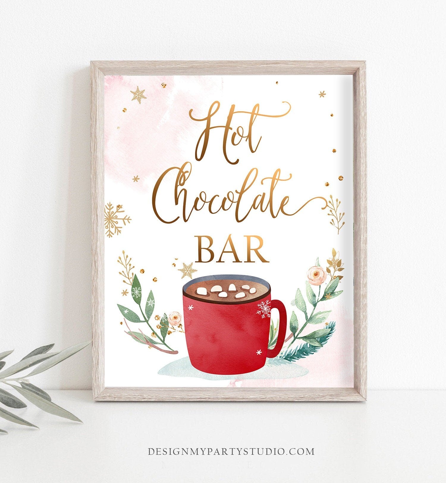 Hot Chocolate Bar Sign Hot Cocoa Bar Printable Table Sign Christmas Bi -  Design My Party Studio