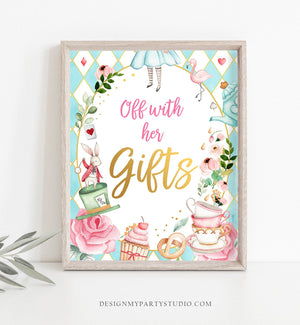 Alice in Wonderland Party Signs Girl 1st Birthday Decor Alice in Onederland Mad Tea Party Favors Decorations Girl Pink PRINTABLE 0350