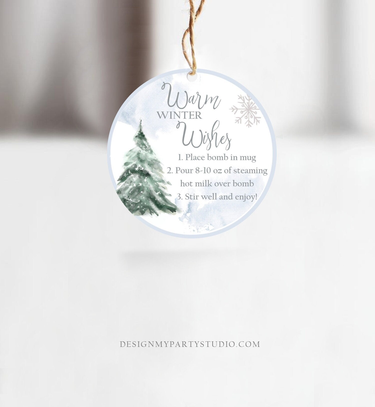 Editable Hot Chocolate Bomb Tags Bomb Instructions Hot Cocoa Tags Bomb Label Tree Winter Christmas Warm Winter Wishes Digital PRINTABLE 0363