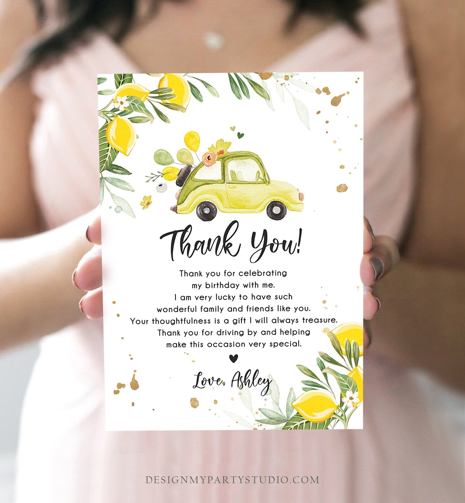 Editable Drive By Baby Shower Thank You Card Lemon Gender Baby Shower Drive Through Virtual Shower Lemons Template Download Corjl 0335