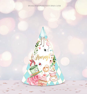 Printable Party Hats Alice in Wonderland Birthday Party Mad Tea Party Birthday Decor Girl Onederland Decoration DIY PRINTABLE Digital 0350