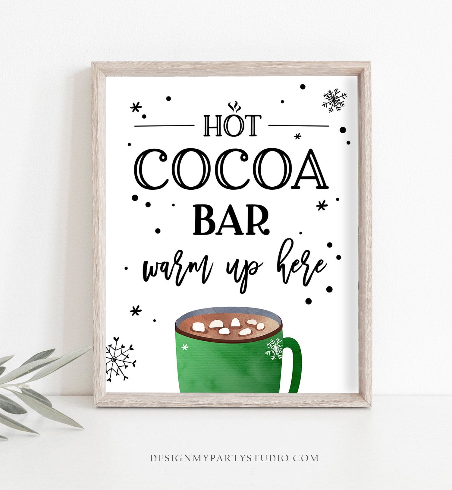 Hot Cocoa Bar Sign Printable Hot Chocolate Bar Table Sign Cookies Cocoa Birthday Winter Party Decor Farmhouse Xmas Digital PRINTABLE 0262