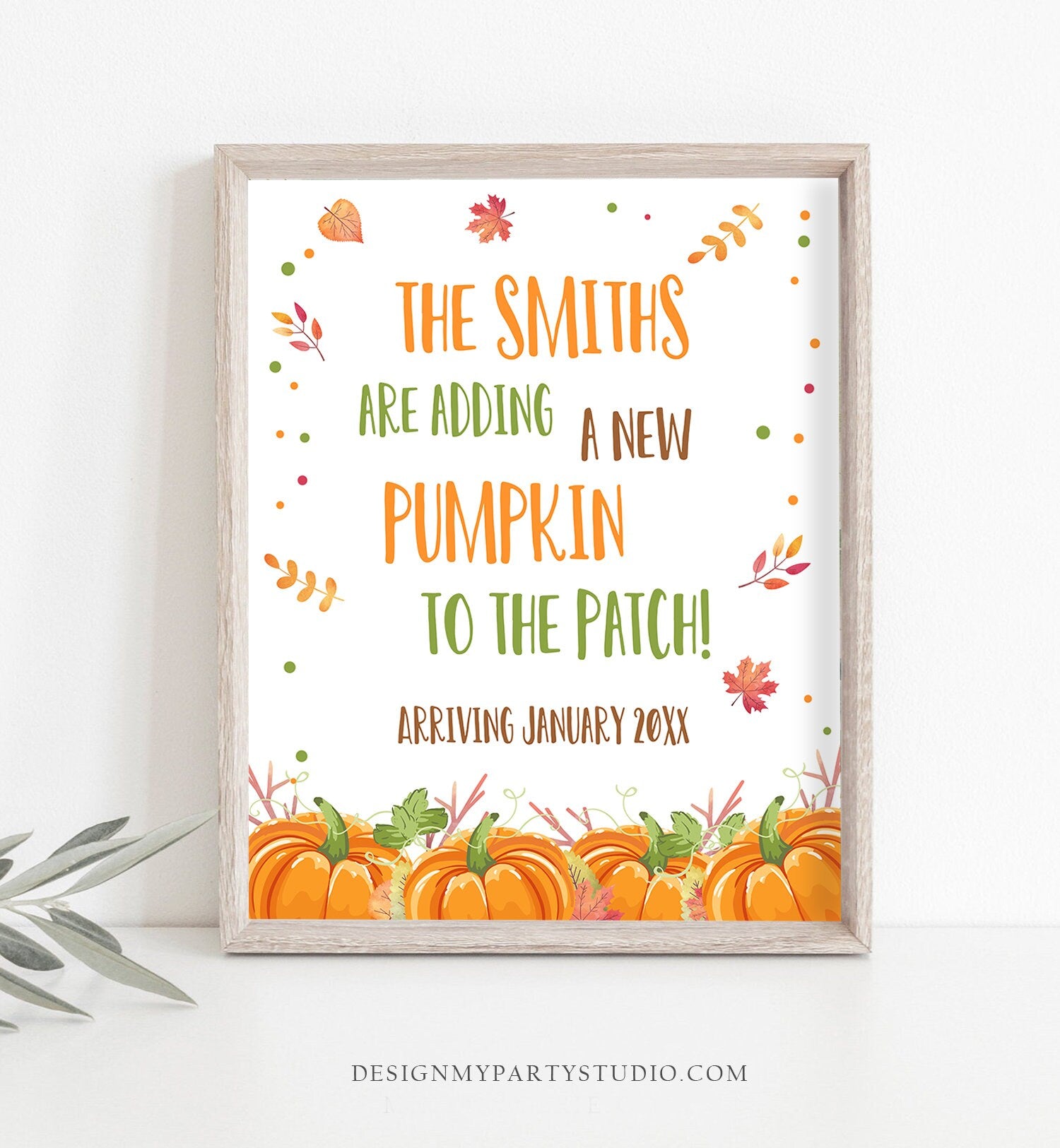 Editable Pumpkin Patch Pregnancy Announcement Pregnancy Reveal Grandparents Baby Announcement Fall Autumn Digital Corjl Template 0153