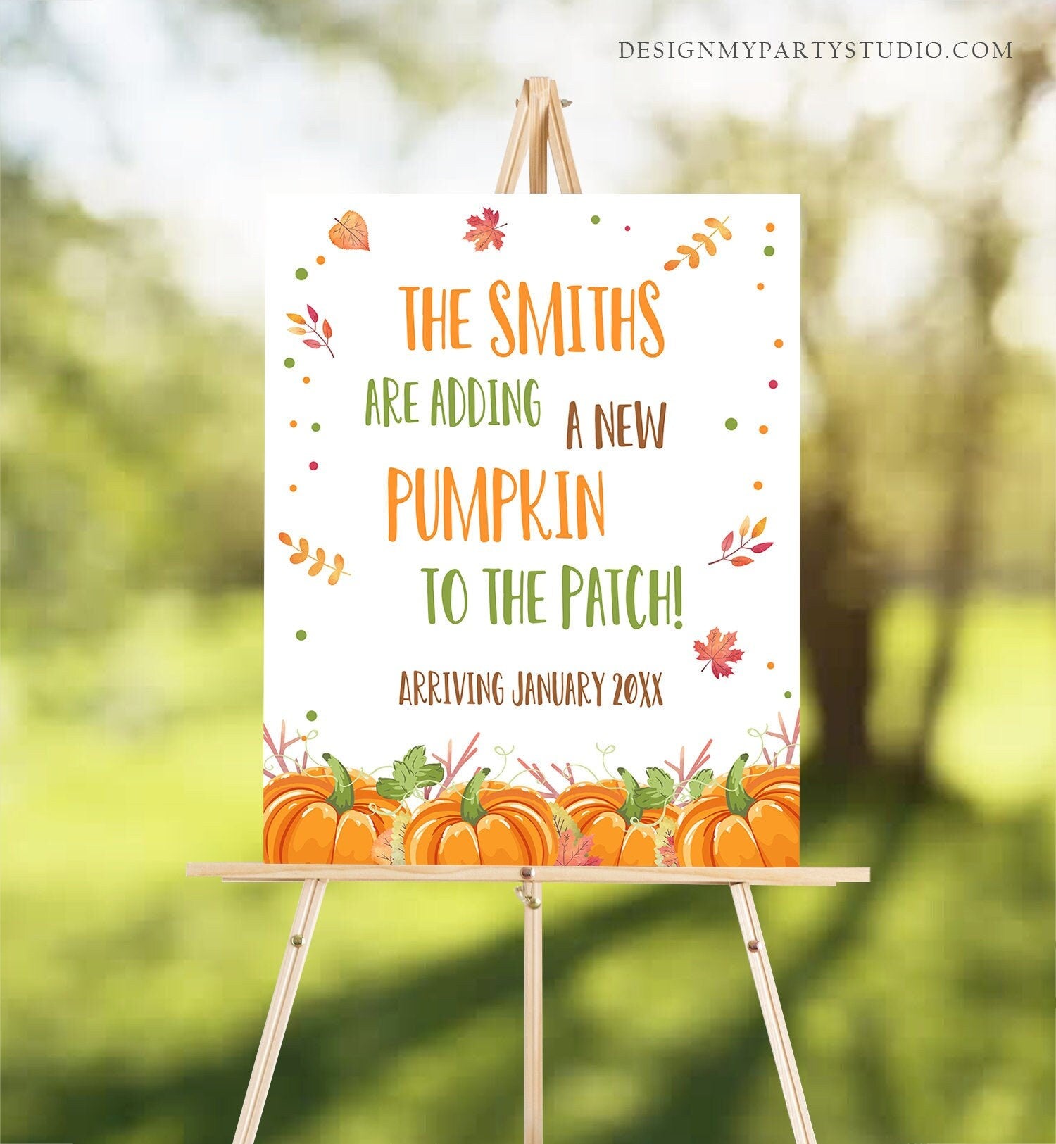 Editable Pumpkin Patch Pregnancy Announcement Pregnancy Reveal Grandparents Baby Announcement Fall Autumn Digital Corjl Template 0153