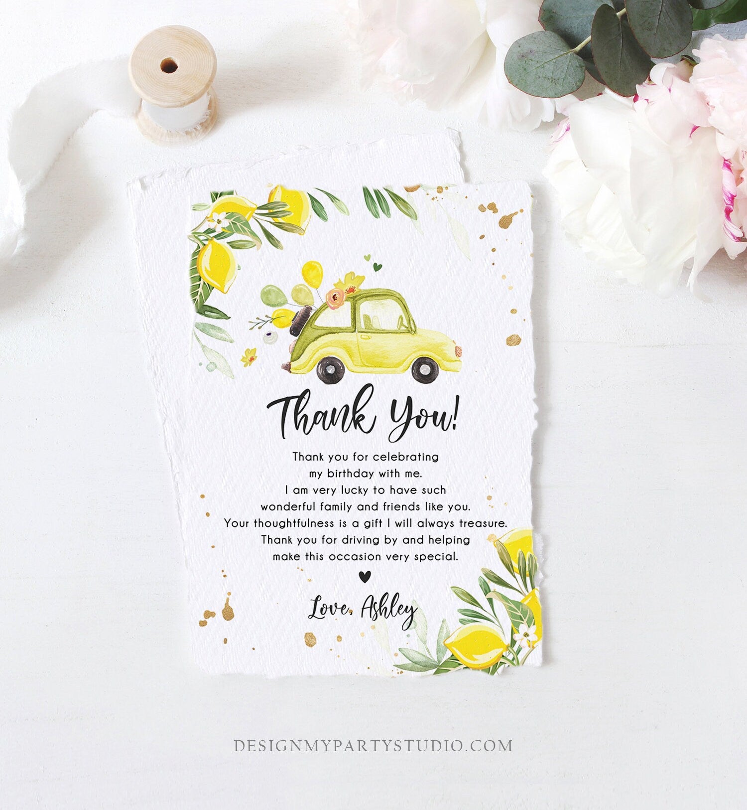 Editable Drive By Baby Shower Thank You Card Lemon Gender Baby Shower Drive Through Virtual Shower Lemons Template Download Corjl 0335