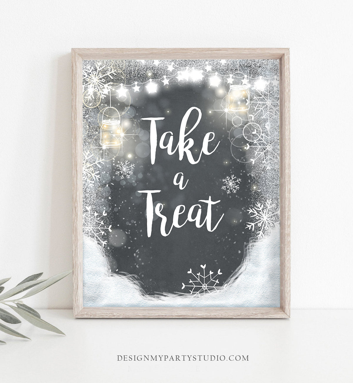 Take a Treat Sign Printable Gift Station Thank You Table Sign Winter Birthday Party Decor Baby Shower Farmhouse Xmas Digital PRINTABLE 0031